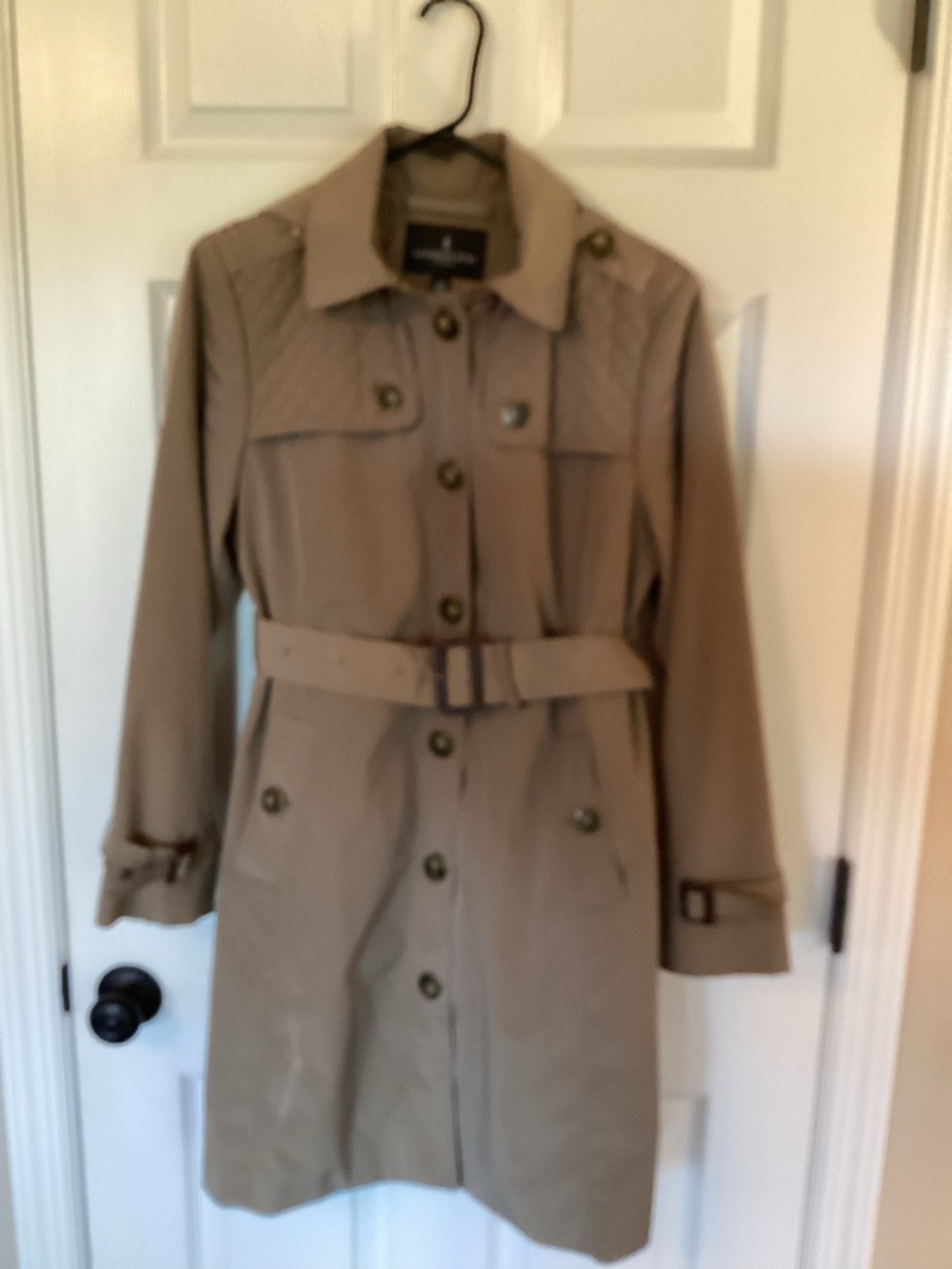 London Fog Khaki Trench Coat with Belted Waist